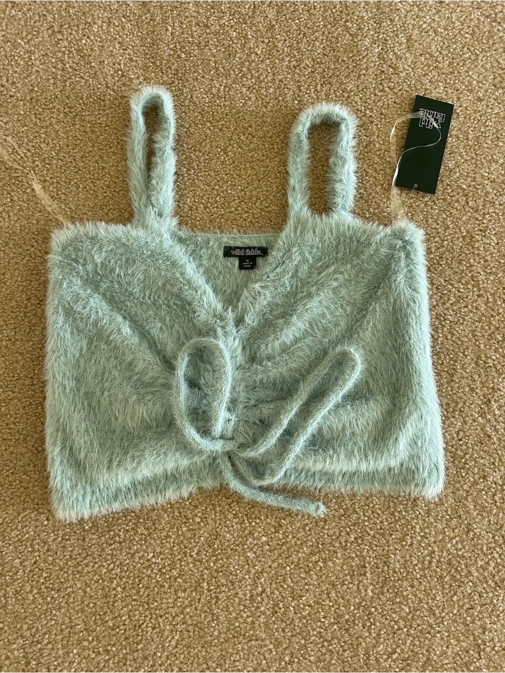 Fuzzy mint green wild fable crop top